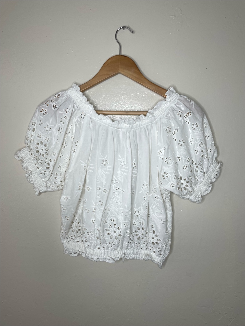 Spell White Broderie Puff-Sleeve Peasant Blouse - Picture 2 of 8